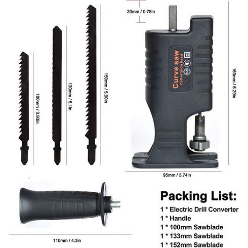 Electric Drill to Electric Reciprocating, Saw Adapter Screwdriver Conversion Head for Wood Metal Cutting.